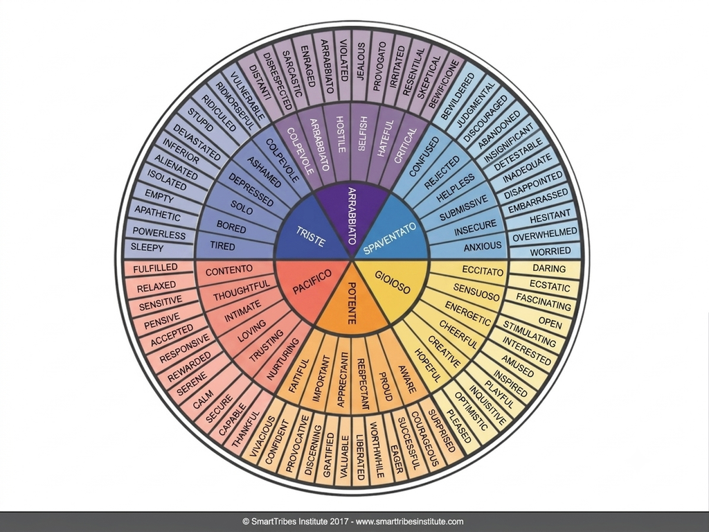 ruota con contiene molte sfumature di emozioni primarie e secondarie